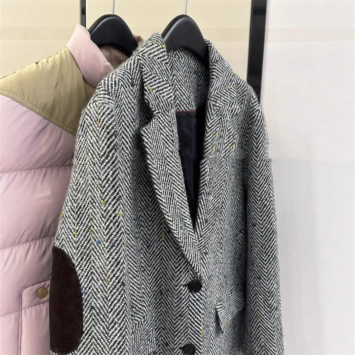 Women Classic Herringbone Blazer Mune Fashion