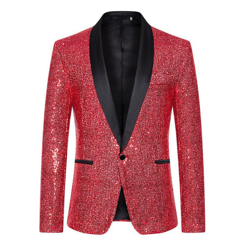 Mune Fashion Men's Sequin Blazer with Shawl Collar