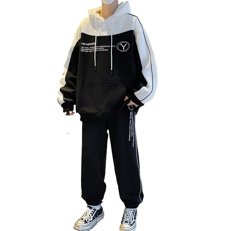 Men's Oversize Training Set with Block Design Hoodie and Tapered Jogging Pants Mune Fashion