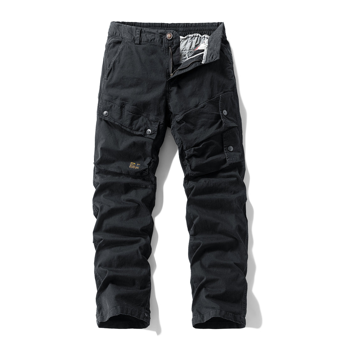 Men's Robust Canvas Cargo Pants with Elastic Waistband, Knee Panels and Flap Pockets Mune Fashion