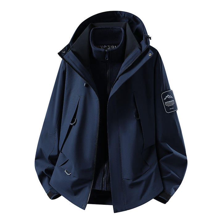 Unisex waterproof two-layer softshell rain jacket with removable fleece lining and hood Mune Fashion