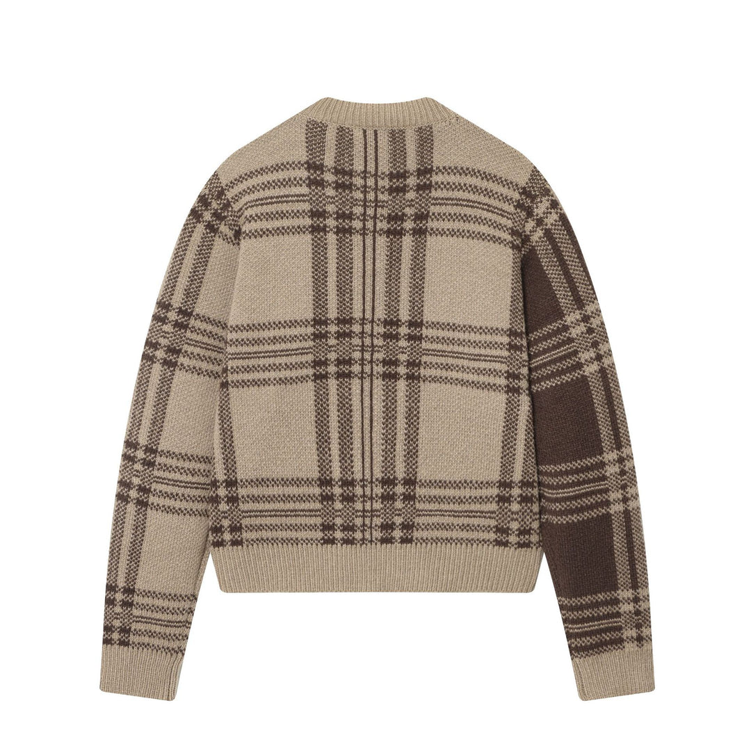 Women’s casual patterned structure cardigan with horn button front and fitted ribbed hem Mune Fashion