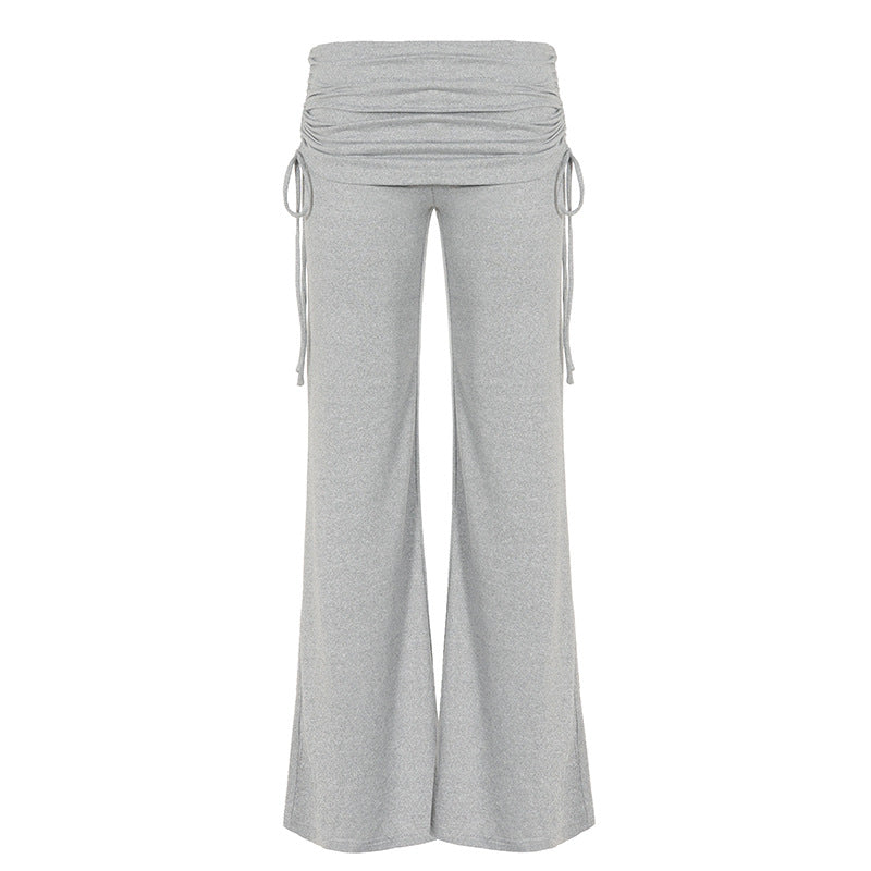 Women's Palazzo Lounge Pants with Gathered Cuff and Comfort Stretch Mune Fashion