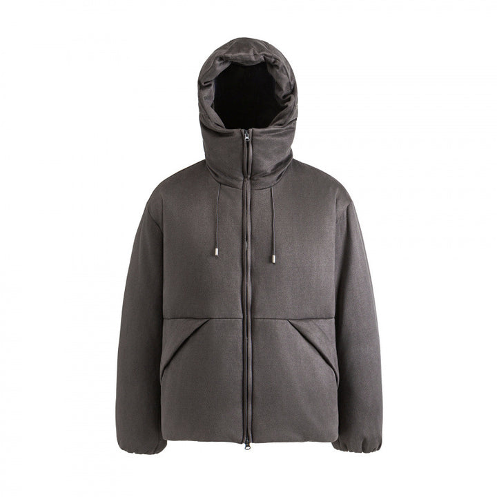 Unisex Padded Boxy Jacket with High Stand-up Collar and Hood Mune Fashion