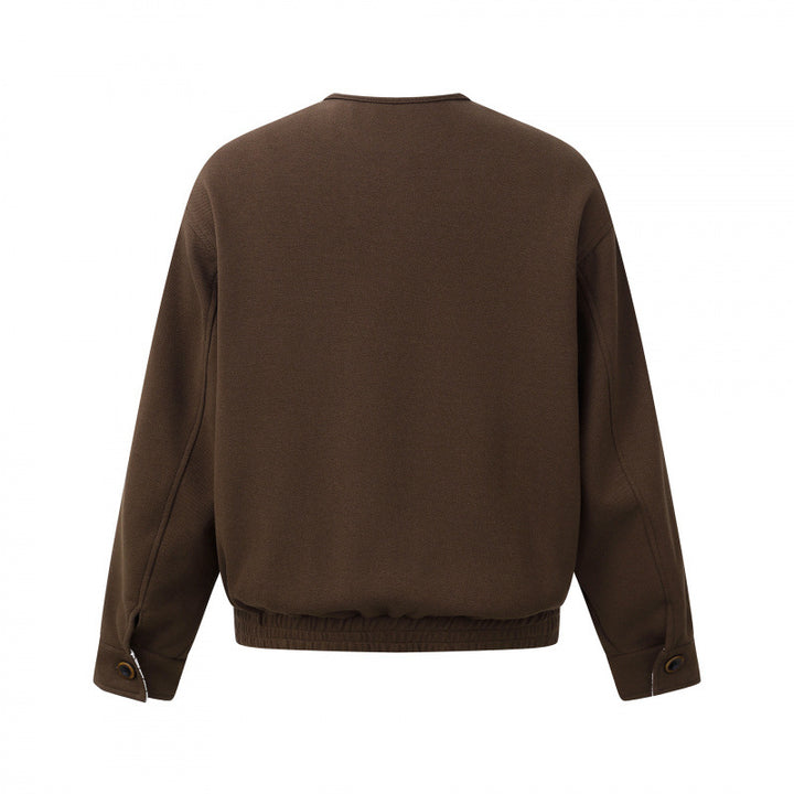 Men's short jacket without collar with striped inner lining and elastic hem Mune Fashion