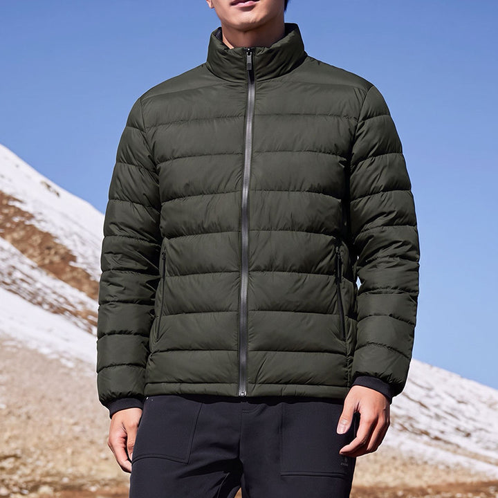 Men's ultralight compact quilted jacket with thermal filling, stand-up collar & water-repellent cover Mune Fashion