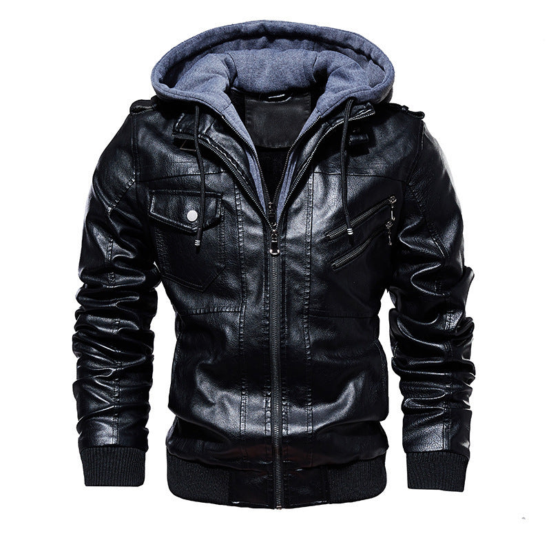 Men's Trendy Leather Jacket with Hood Mune Fashion