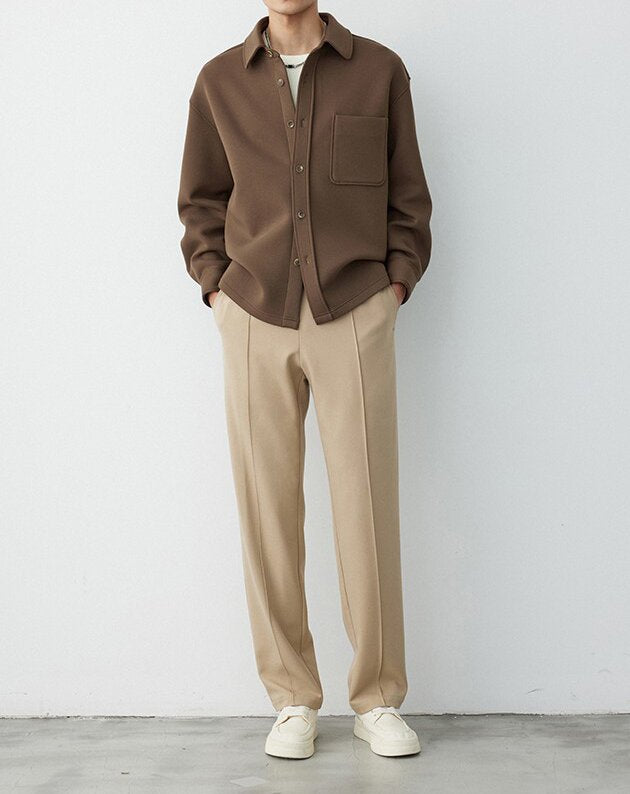 Men's Relaxed Fine Knit Overshirt with Patch Chest Pocket Mune Fashion