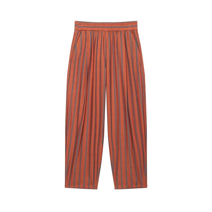 Women's culotte pants with wide leg, elastic waistband, and vertical stripes Drune