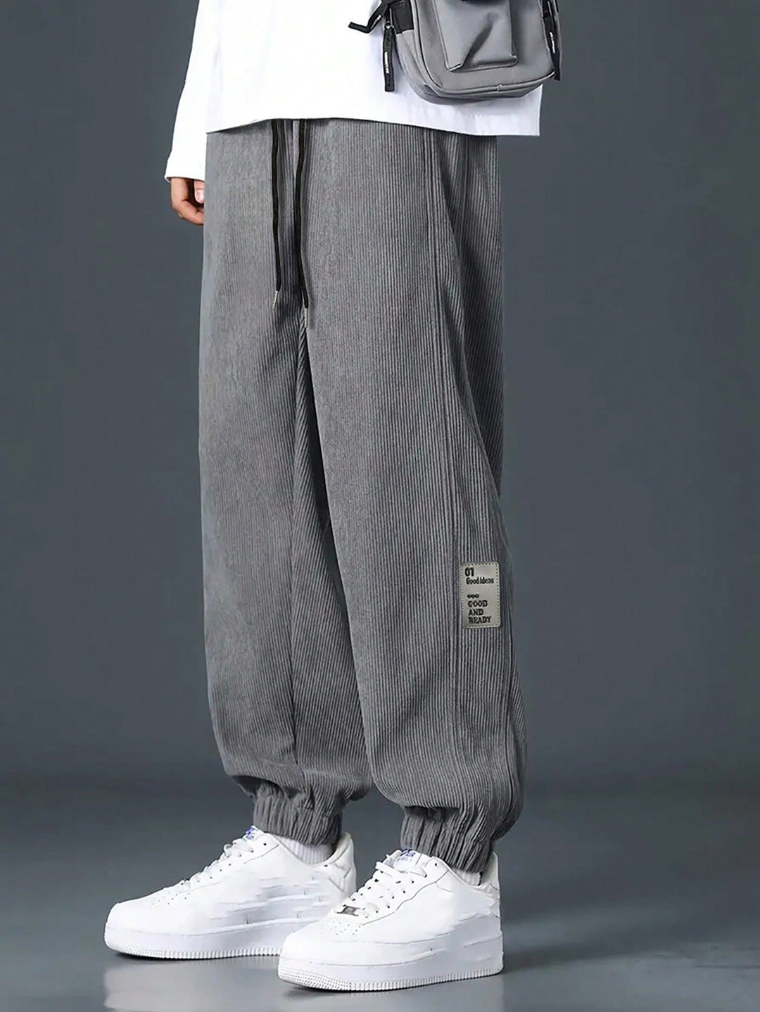 Men's nan Relax leisure pants made of fine wide cord structure with drawstring and elastic ankle cuffs Mune Fashion