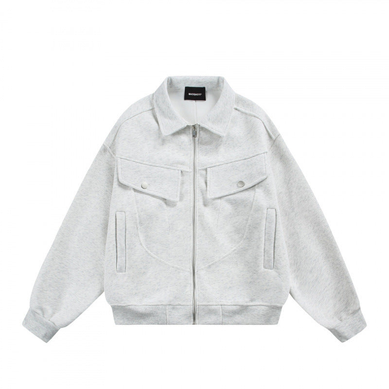 Unisex Zip Sweat Jacket with Patch Chest Flaps and Ribbed Hem Mune Fashion