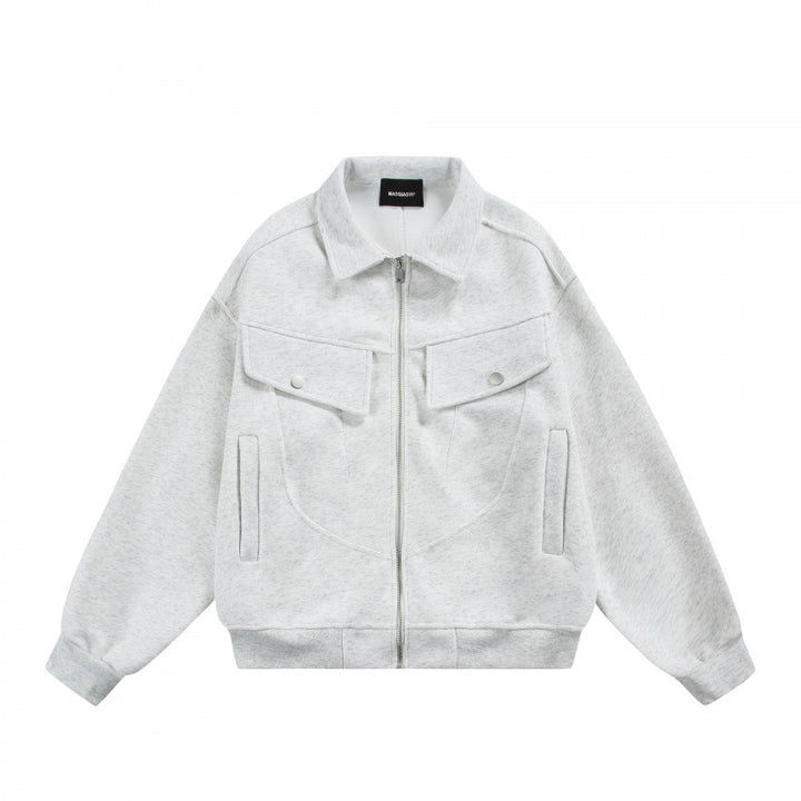 Unisex Zip Sweat Jacket with Patch Chest Flaps and Ribbed Hem Mune Fashion