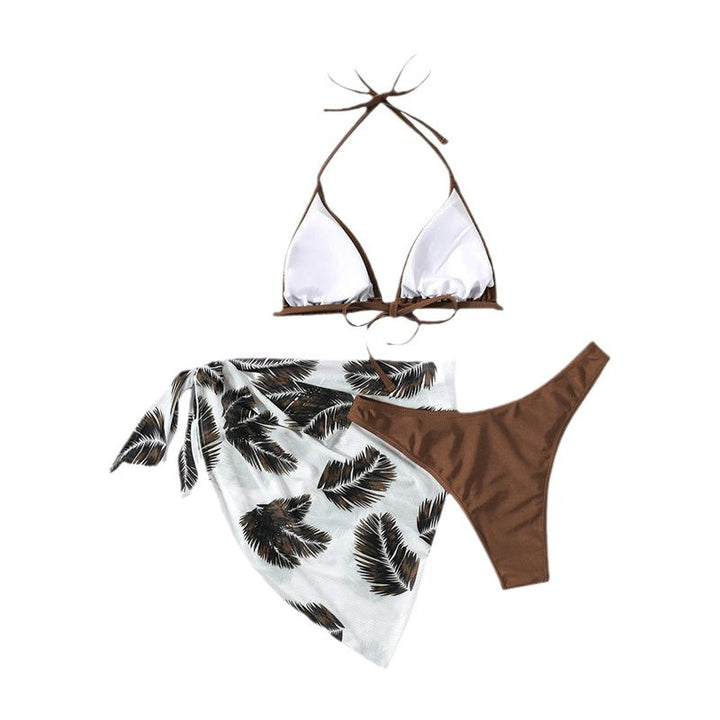 Women's Triangle Bikini with adjustable straps and floral Sarong Mune Fashion