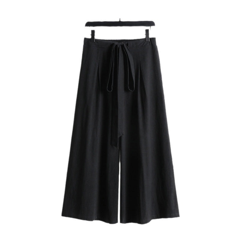 Women Palazzo Culotte with elastic waistband and tie belt Mune Fashion