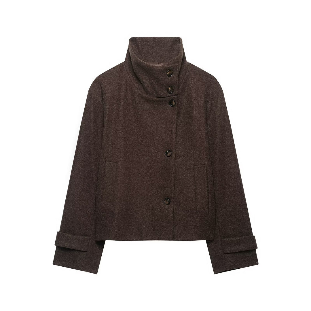 Women's short jacket made of wool blend with high stand-up collar Drune