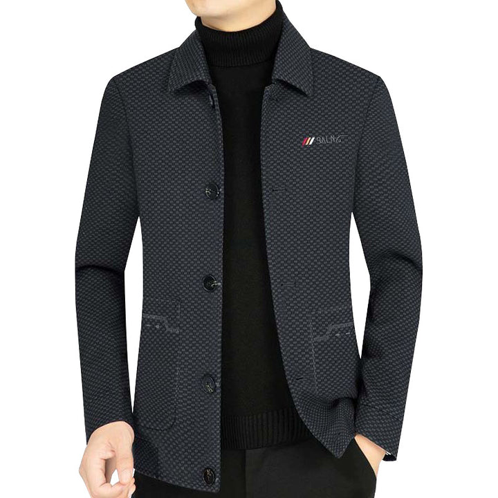 Men's lightweight textured transition jacket with shirt collar and patch pockets Mune Fashion