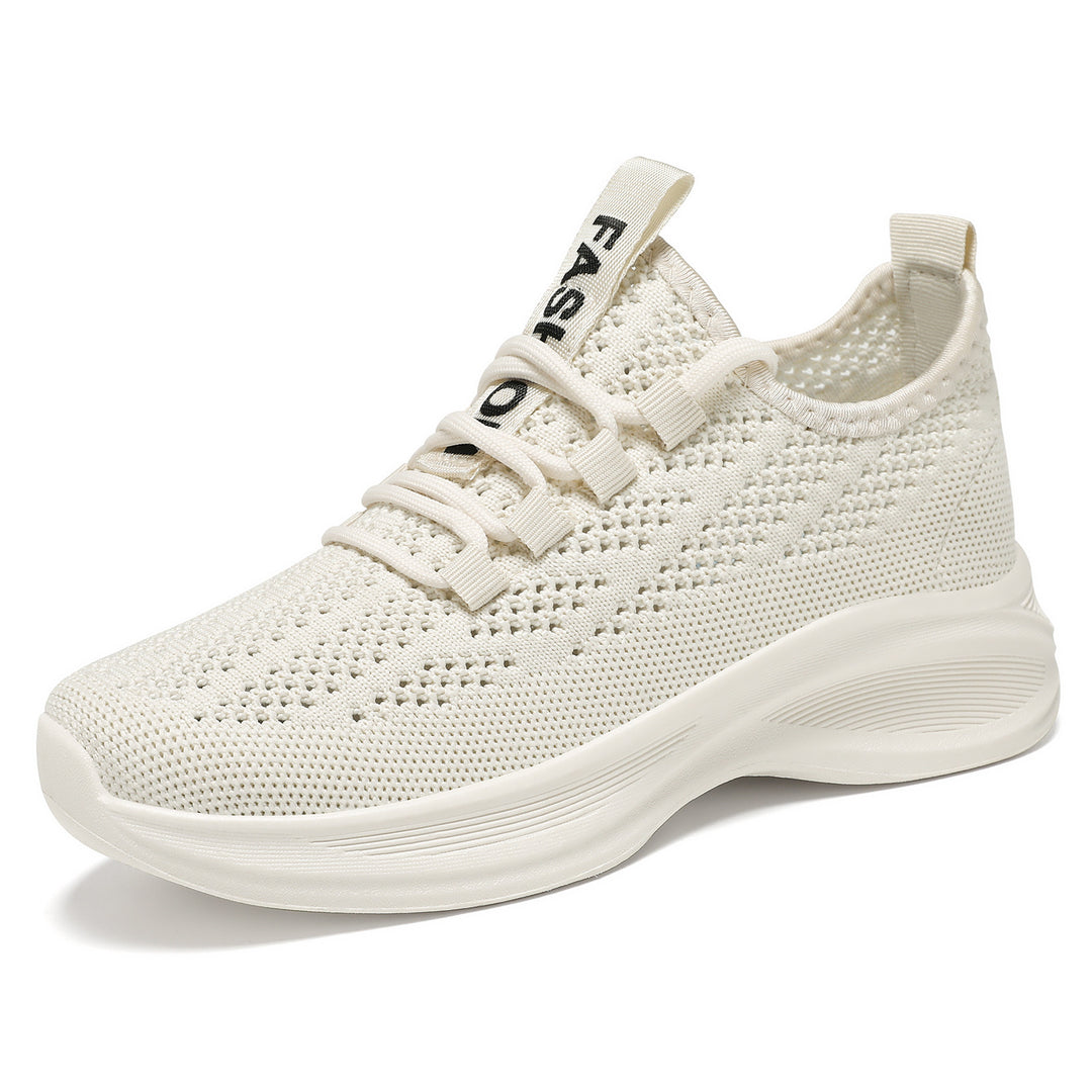 Ladies knitted slip-on comfort sneaker with sock-like shaft, breathable 3D mesh and cushioned EVA wedge sole Mune Fashion