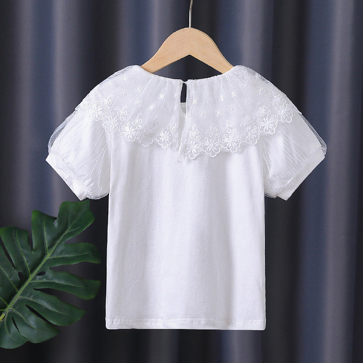 Girls T-Shirt with elegant lace trim Mune Fashion