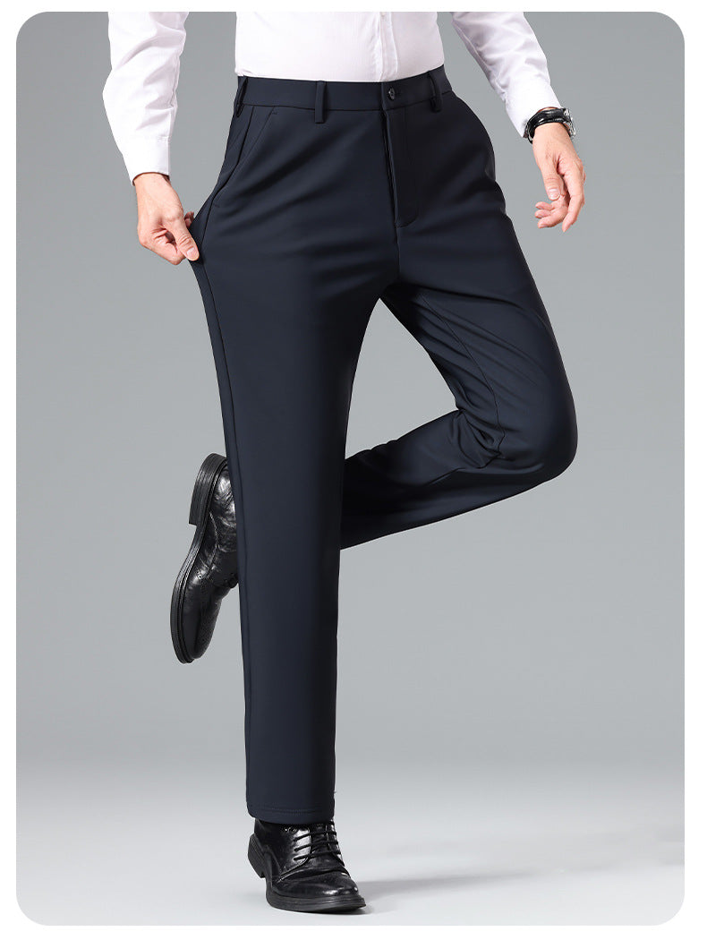 Men's Slim Business Stretch Pants with Crease and Comfort Waistband Mune Fashion