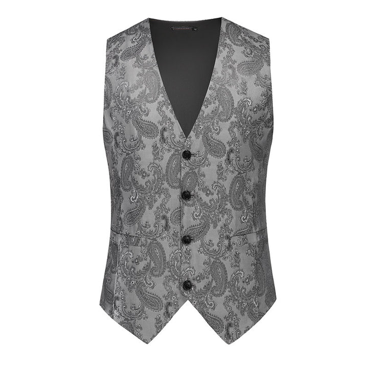 Men's fine jacquard suit vest with V-neck, decorative buttons and slim silhouette Mune Fashion