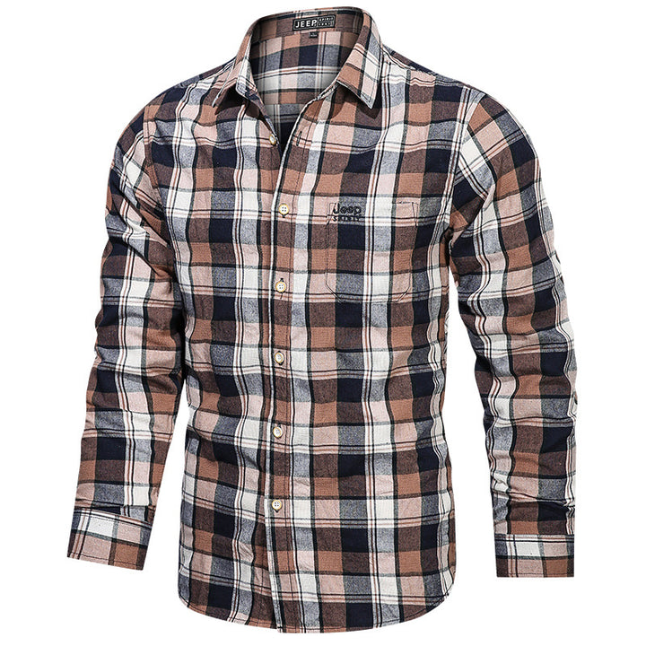 Men's tailored checked pattern flannel shirt with chest pocket and soft cotton blend Mune Fashion
