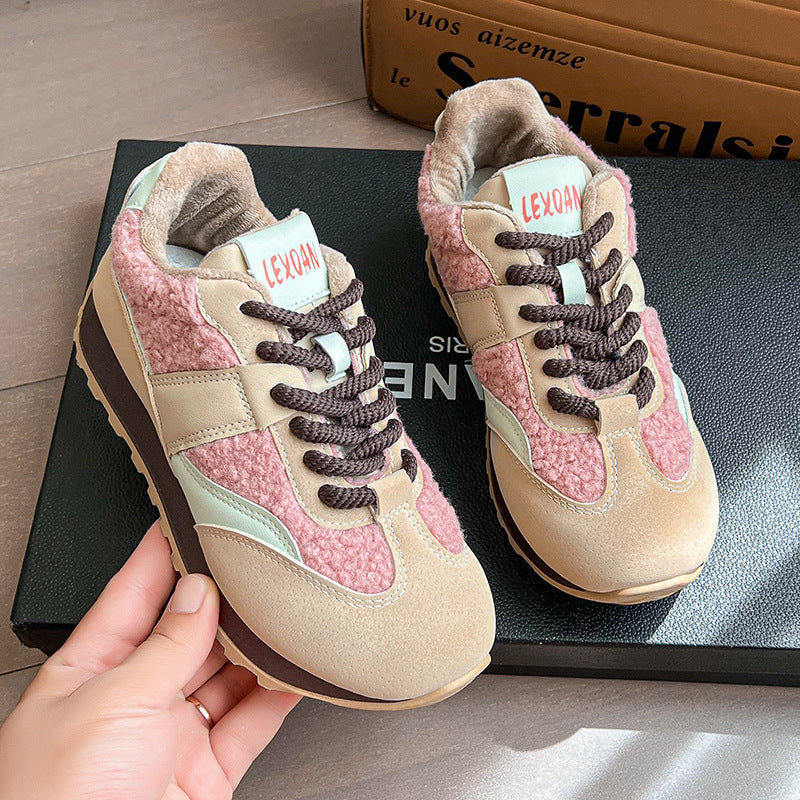Women Comfortable Sneakers with fluffy upper material and stable sole Mune Fashion