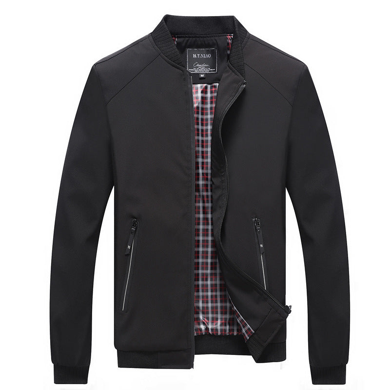 Men's bomber jacket with checked lining, windproof shell and zippered pockets Mune Fashion