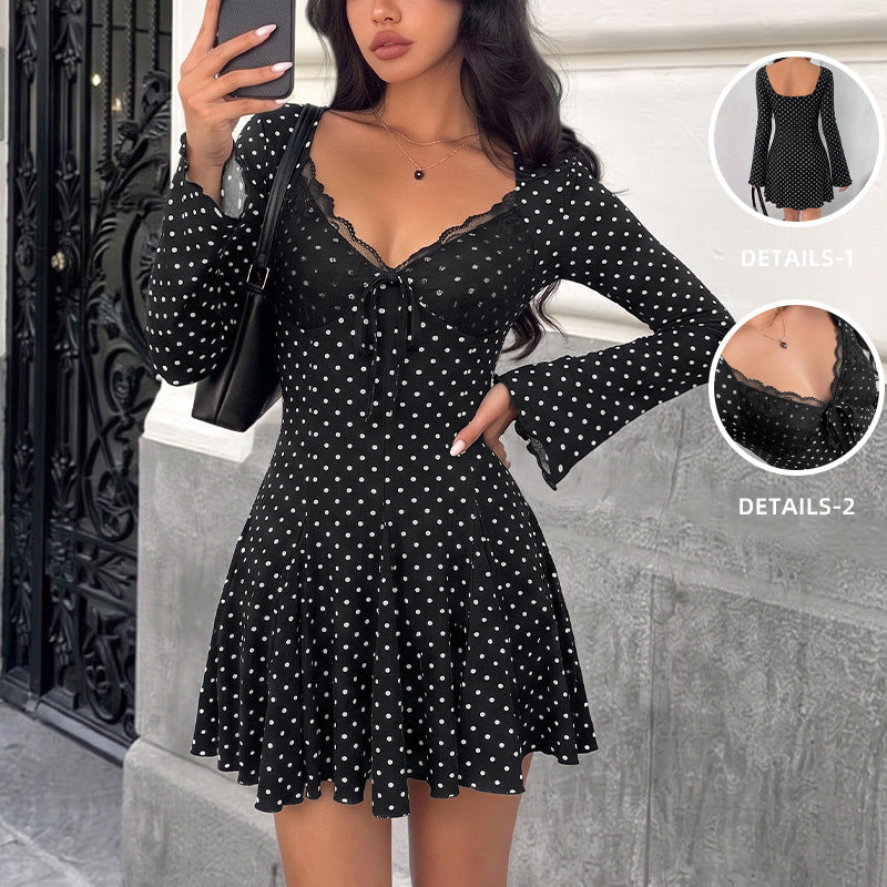 Women's Playful Minidress with Lace and Dots Mune Fashion