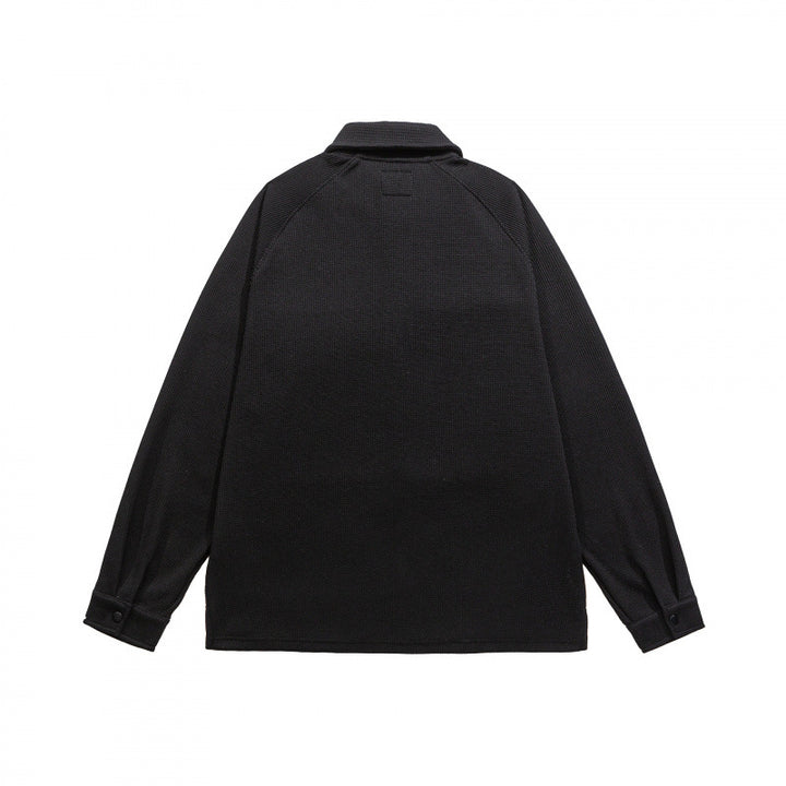 Men's Waffle Knit Half-Zip Pullover with Polo Collar Mune Fashion