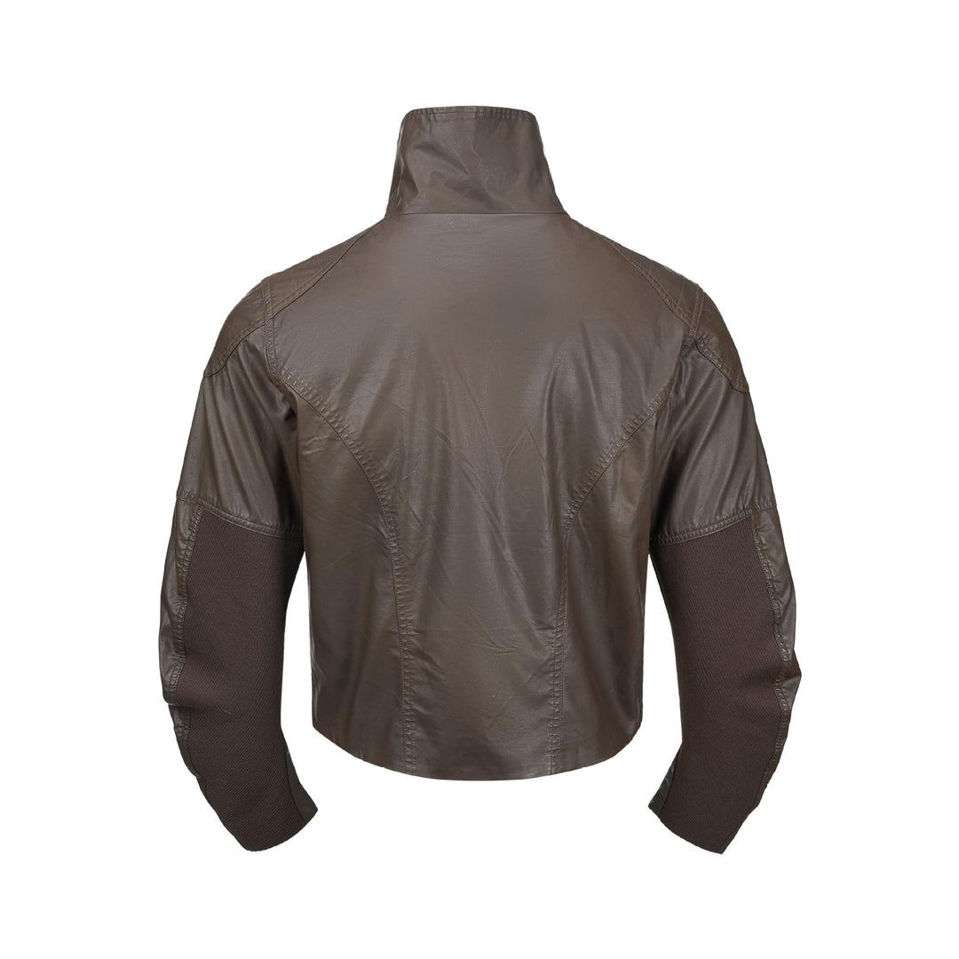 Men's leather-look blouson with high stand-up collar and zip chest pockets Mune Fashion