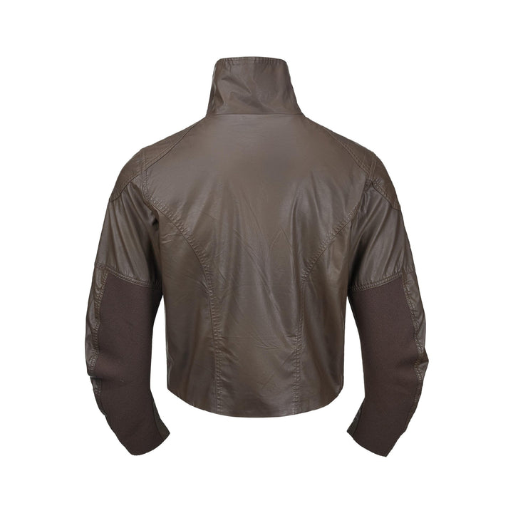 Men's leather-look blouson with high stand-up collar and zip chest pockets Mune Fashion