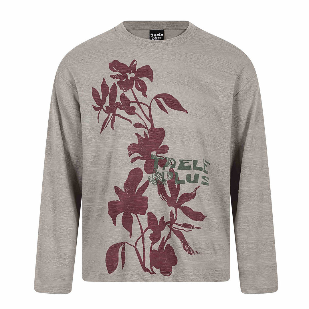 Unisex Oversize-Long Sleeve Shirt made of Slub Jersey with Floral Print Mune Fashion