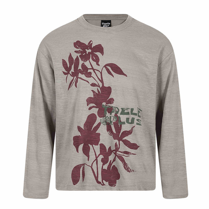 Unisex Oversize-Long Sleeve Shirt made of Slub Jersey with Floral Print Mune Fashion