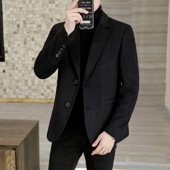 Men's Slim-Fit Wool Blend Blazer with Notch Lapel Mune Fashion