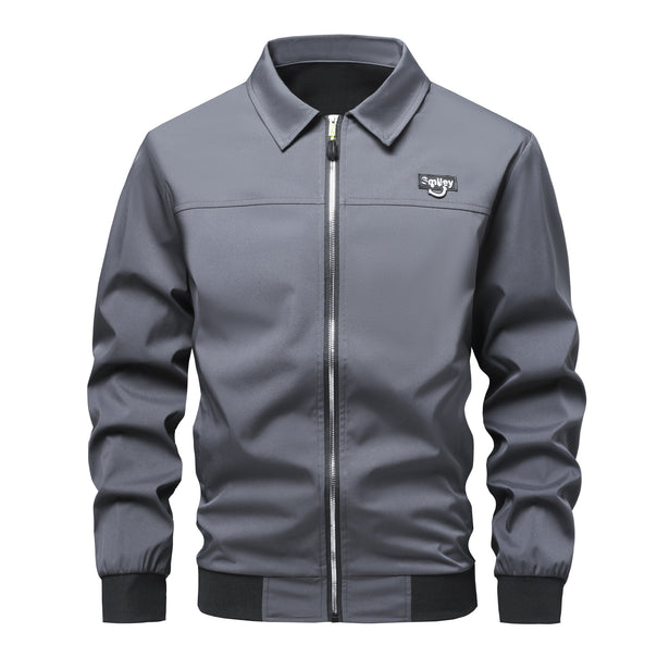 Men's Collar-Zip Blouson made of softshell with ribbed cuffs & Smiley patch Mune Fashion