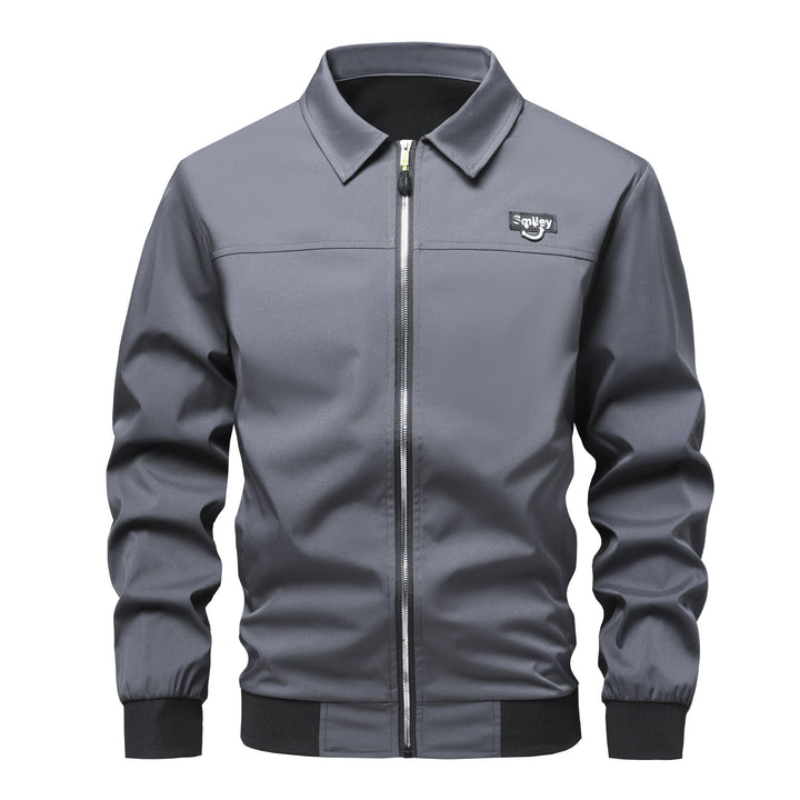 Men's Collar-Zip Blouson made of softshell with ribbed cuffs & Smiley patch Mune Fashion