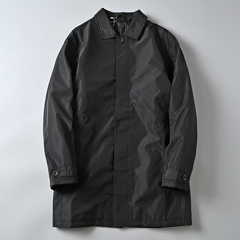 Men Water-repellent Lightweight Cotton Coat in Classic Mac Cut with Concealed Button Placket Mune Fashion