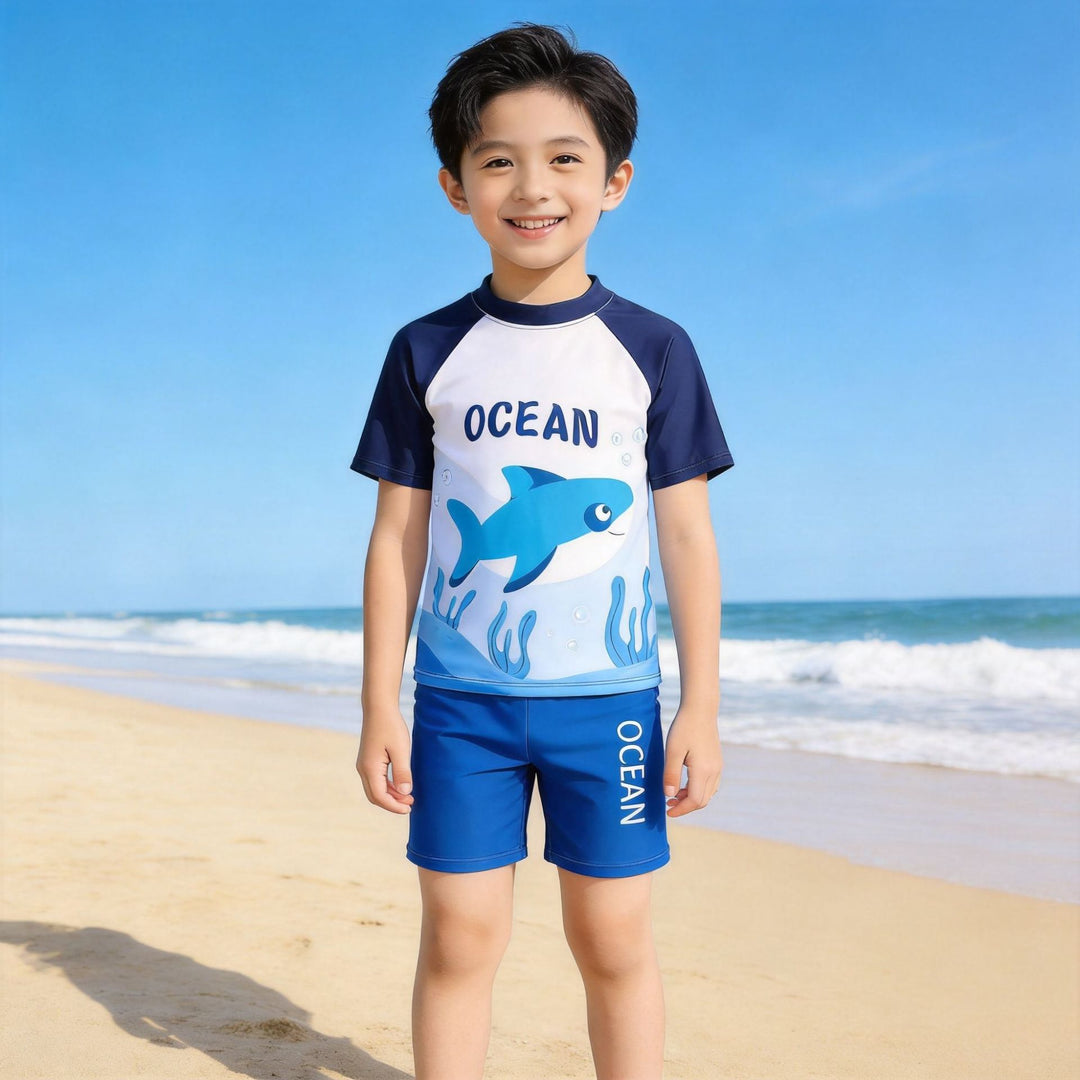 Boys UV protection swimsuit with short sleeves Mune Fashion