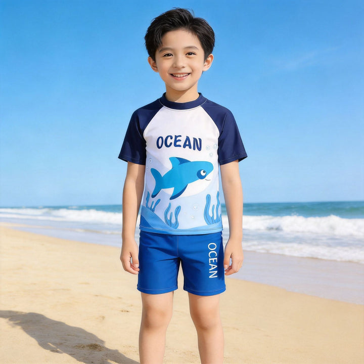 Boys UV protection swimsuit with short sleeves Mune Fashion