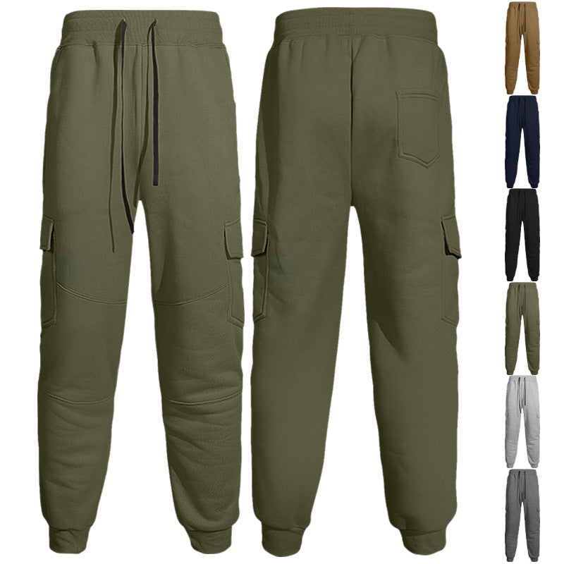 Men's casual jogging pants with cargo pockets, drawstring, and ribbed ankle hem Mune Fashion