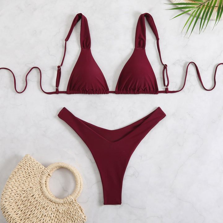 Women Triangle Bikini Set with adjustable straps and trendy pattern Mune Fashion