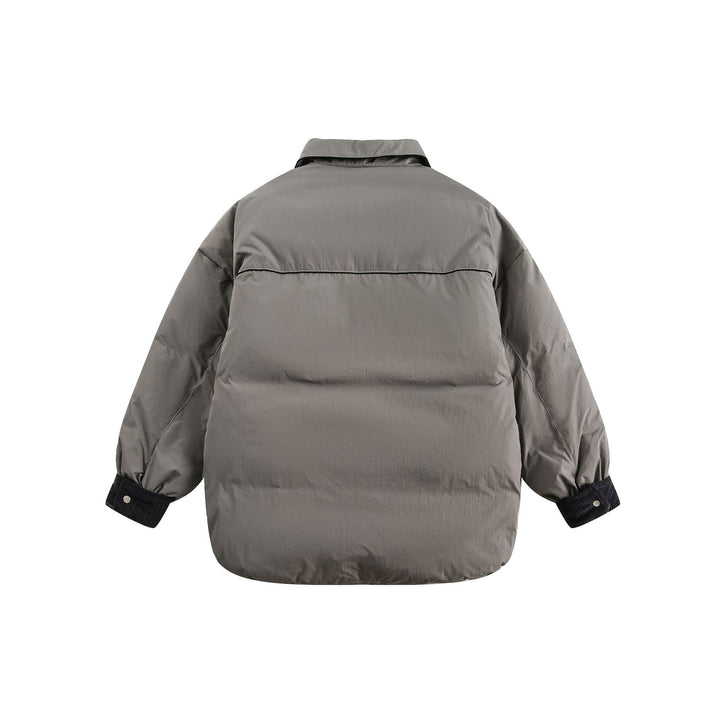 Unisex Short Cut Quilted Blouson Jacket with Shirt Collar and Cord Cuffs Mune Fashion