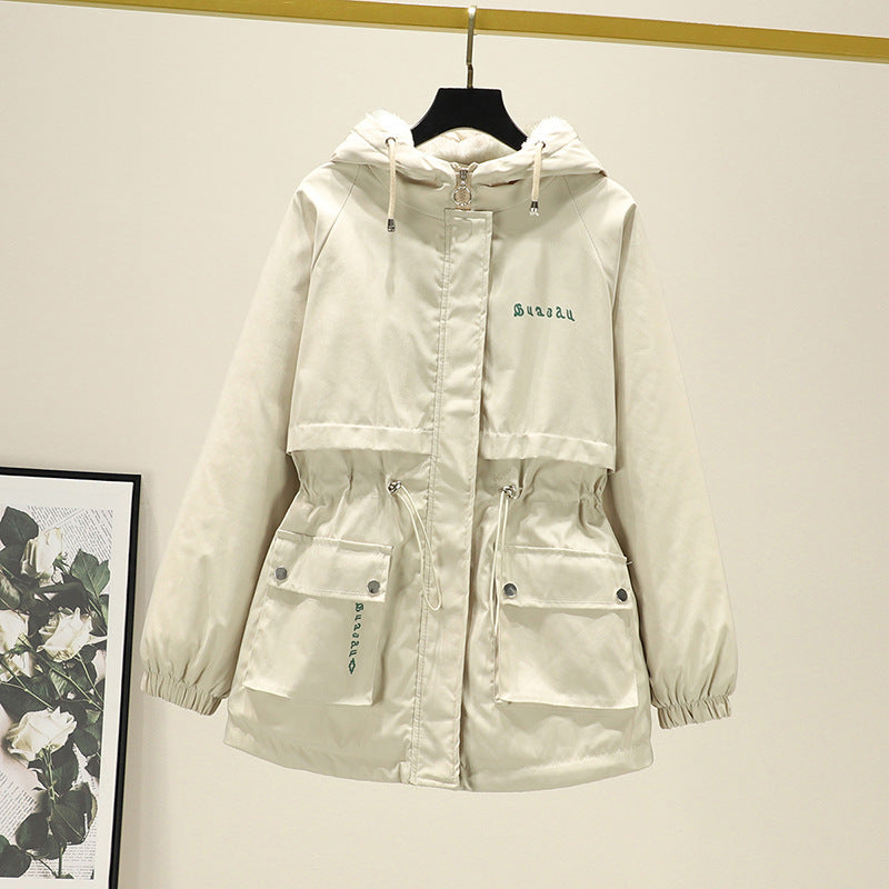 Women's Water-Repellent Hooded Parker with Teddy Lining Tunnel Drawstring Waist and Multiple Pockets Mune Fashion