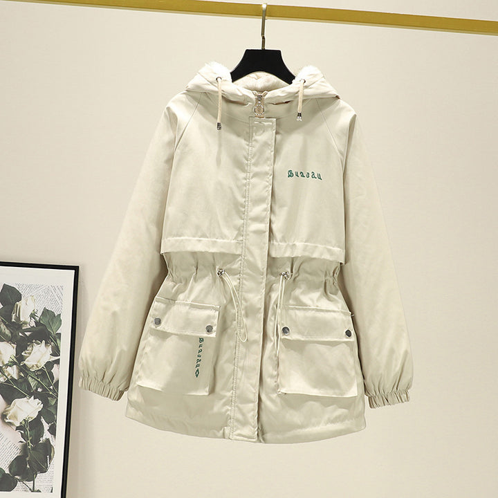 Women's Water-Repellent Hooded Parker with Teddy Lining Tunnel Drawstring Waist and Multiple Pockets Mune Fashion