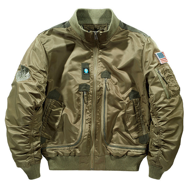 Men's flight bomber jacket with multiple zip pockets and ribbed cuffs Mune Fashion