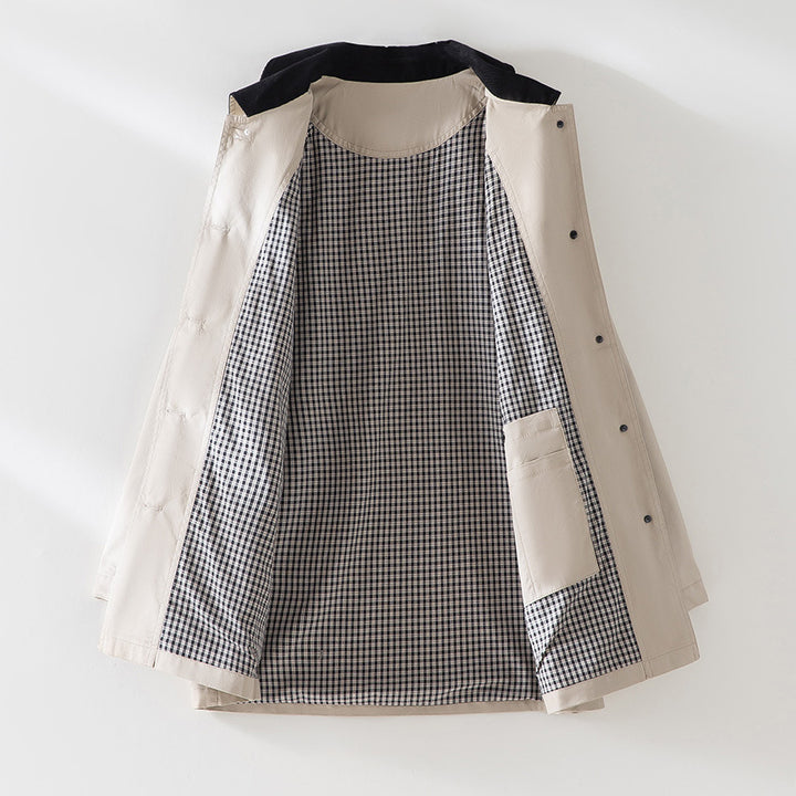 Women's Oversized Cotton Utility Jacket with Contrast Collar and Patch Pockets Mune Fashion