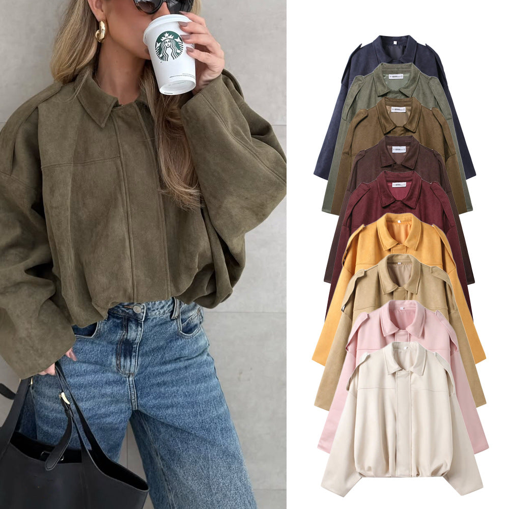 Women’s Oversized Cropped Jacket with Balloon Hem and Shoulder Cutouts Mune Fashion
