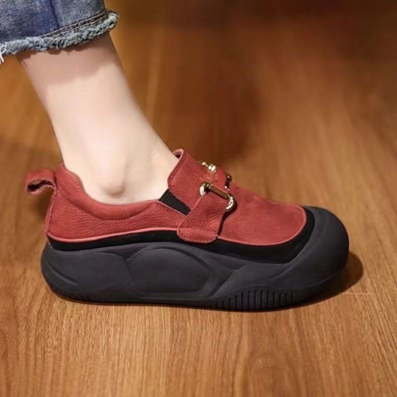 Women's Comfortable Slip-On Sneakers with Fashionable Buckle Mune Fashion