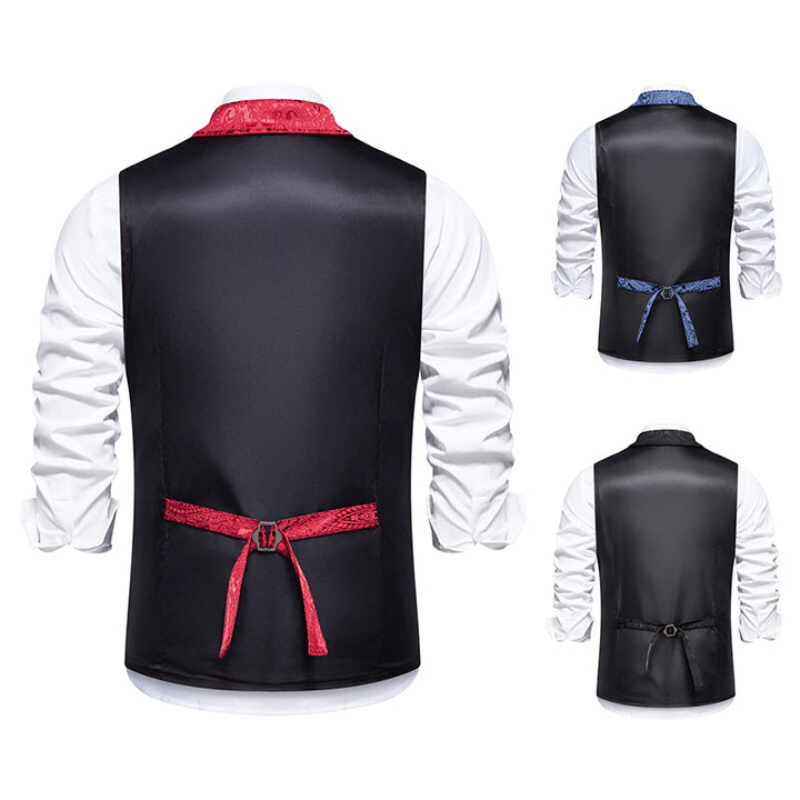 Men's Paisley Jacquard Waistcoat with Shawl Collar, Tailored Fit and Decorative Buttons Mune Fashion