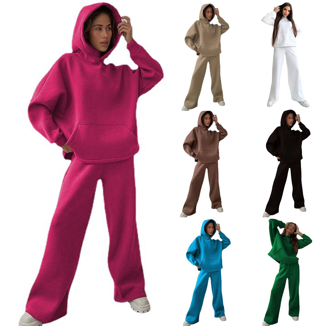 Women's nan Cozy complete set with extra soft oversized hoodie, kangaroo pocket and high-waist palazzo sweatpants Mune Fashion